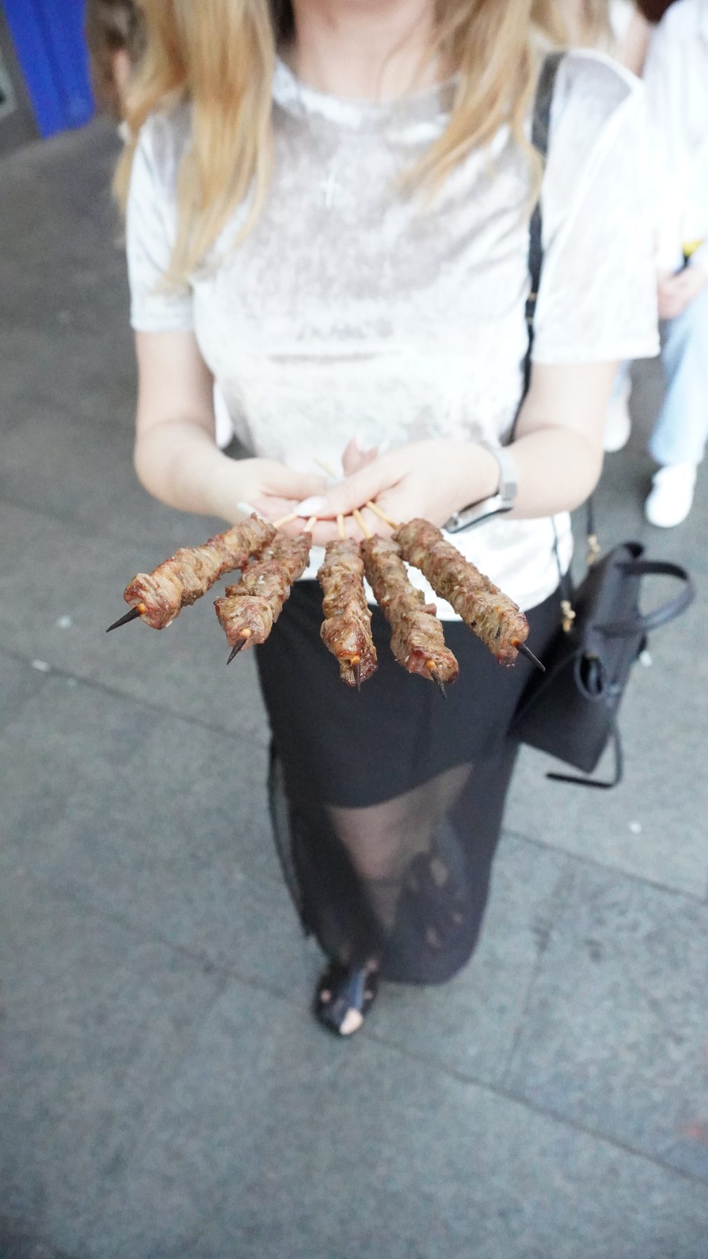 Skewers and grilled corn