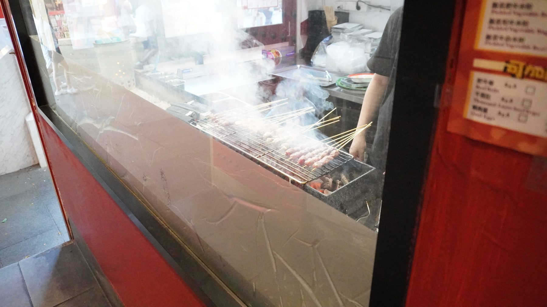 Freshly grilled chicken skewers